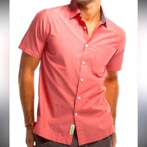 Cariloha Bamboo Cotton Bamboo Blend Men’s Shirt XL Red Short Sleeve Button Down
